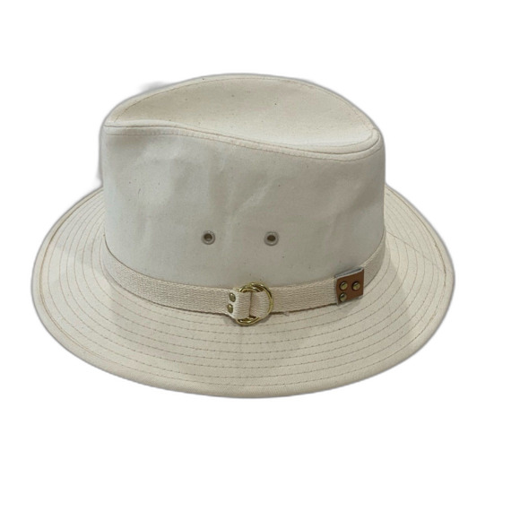 Young An Fedora Hat Men’s Size L 7 1/4 - 7 3/8 Color Cream Canvas - Picture 3 of 11
